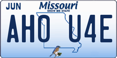 MO license plate AH0U4E