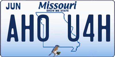 MO license plate AH0U4H