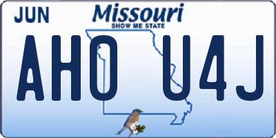 MO license plate AH0U4J