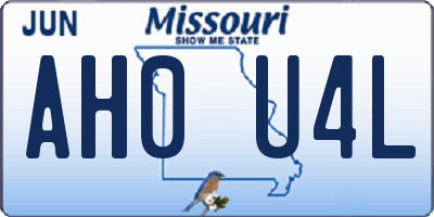 MO license plate AH0U4L