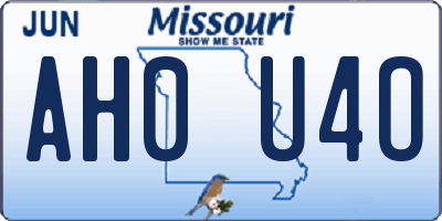 MO license plate AH0U4O