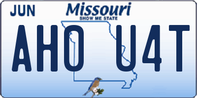 MO license plate AH0U4T