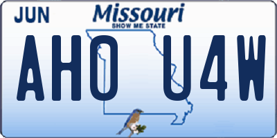 MO license plate AH0U4W