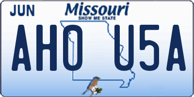 MO license plate AH0U5A