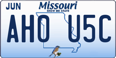 MO license plate AH0U5C