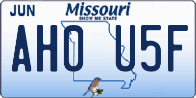 MO license plate AH0U5F