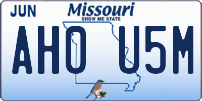 MO license plate AH0U5M