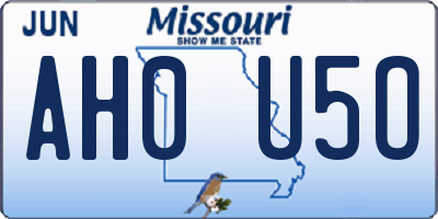 MO license plate AH0U5O