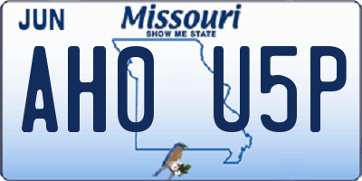 MO license plate AH0U5P