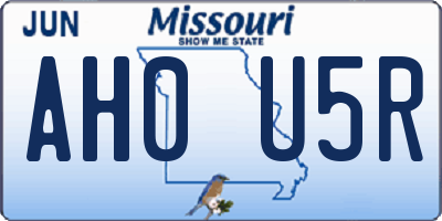 MO license plate AH0U5R