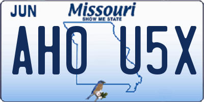 MO license plate AH0U5X