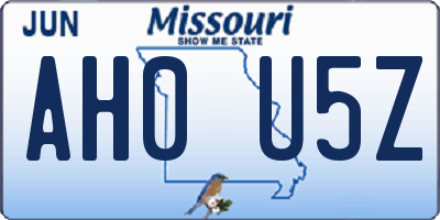 MO license plate AH0U5Z