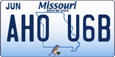 MO license plate AH0U6B