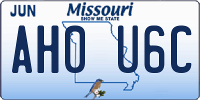 MO license plate AH0U6C