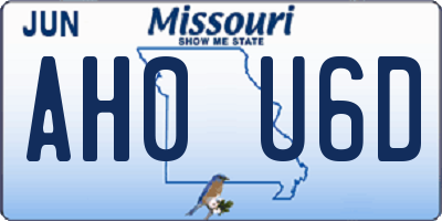 MO license plate AH0U6D