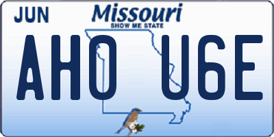MO license plate AH0U6E