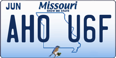 MO license plate AH0U6F