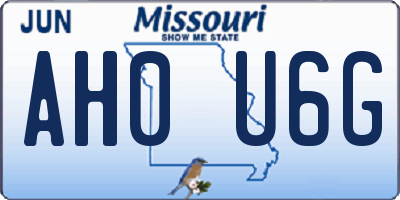 MO license plate AH0U6G