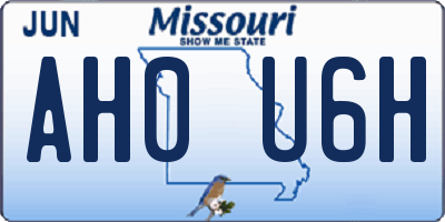 MO license plate AH0U6H