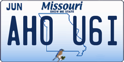 MO license plate AH0U6I