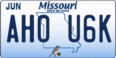 MO license plate AH0U6K