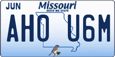 MO license plate AH0U6M