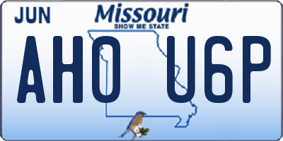 MO license plate AH0U6P