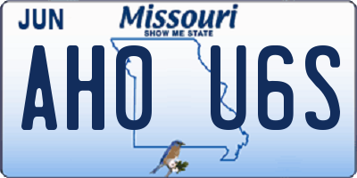 MO license plate AH0U6S