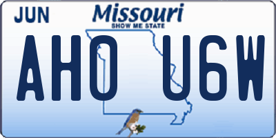 MO license plate AH0U6W
