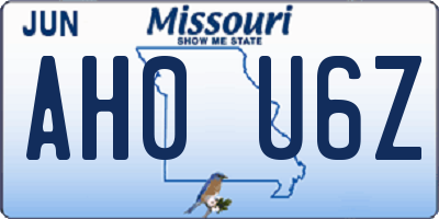 MO license plate AH0U6Z
