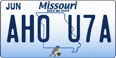 MO license plate AH0U7A