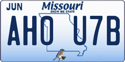 MO license plate AH0U7B