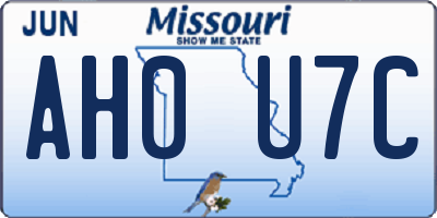 MO license plate AH0U7C