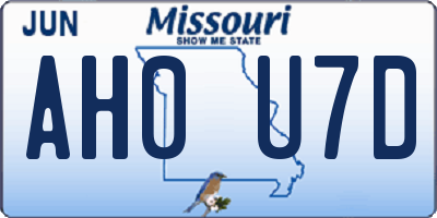 MO license plate AH0U7D