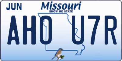 MO license plate AH0U7R