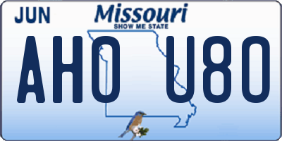 MO license plate AH0U8O