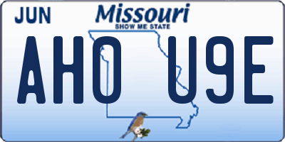 MO license plate AH0U9E