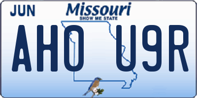MO license plate AH0U9R