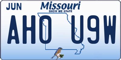 MO license plate AH0U9W