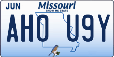 MO license plate AH0U9Y