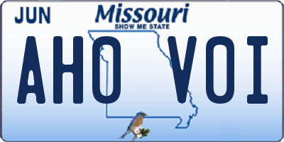 MO license plate AH0V0I
