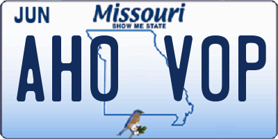MO license plate AH0V0P