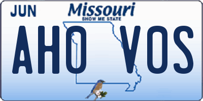 MO license plate AH0V0S