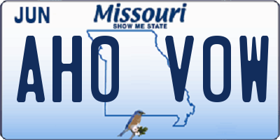 MO license plate AH0V0W