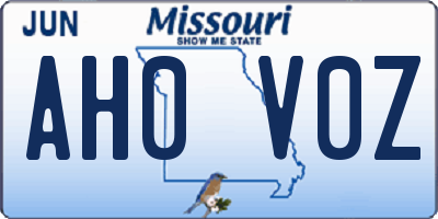 MO license plate AH0V0Z