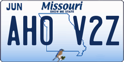 MO license plate AH0V2Z