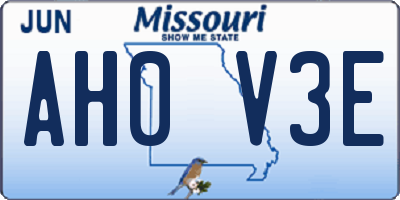 MO license plate AH0V3E