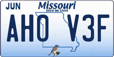 MO license plate AH0V3F