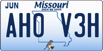 MO license plate AH0V3H