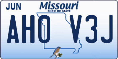 MO license plate AH0V3J